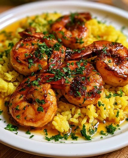 Garlic Shrimp With Yellow Rice