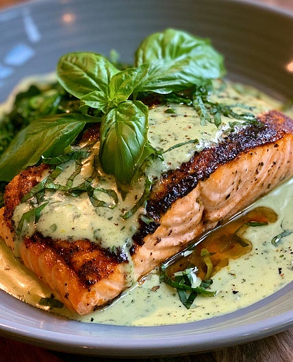 Salmon with Basil Sauce