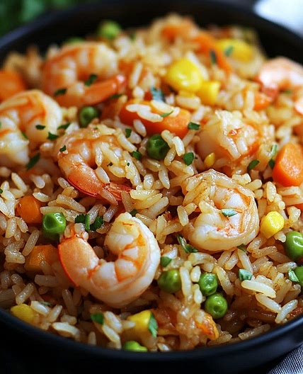 Riz frit aux crevettes et légumes