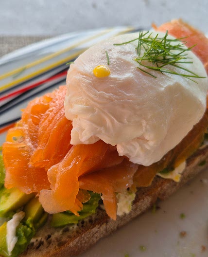 Avocado on toast with smoked salmon and poached egg
