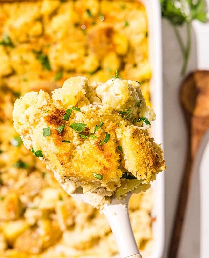 Vegan Cheesy Cauliflower Potato Casserole