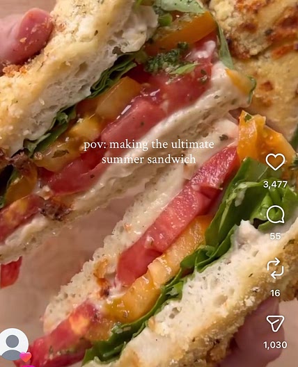 Tomato focaccia sandwich
