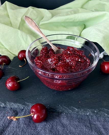 Fresh Cherry Chia & Maple Syrup Jam
