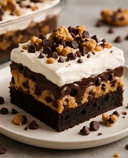 Decadent Slutty Brookie Layered Poke Cake