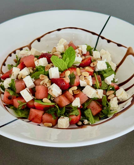 Summer watermelon strawberry salad