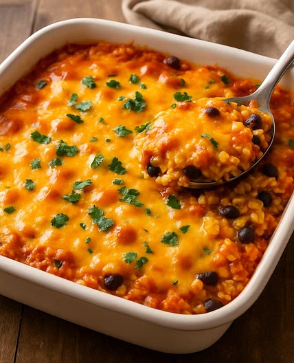 Cheesy Enchilada Rice Bake