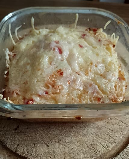 Gratin courgette, nouilles torti et jambon