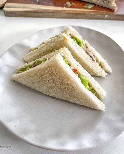 Creamy Chicken Mayo Sandwich with Lettuce and Olives