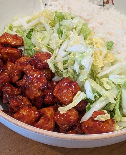 Korean Popcorn Tofu & Cabbage Salad