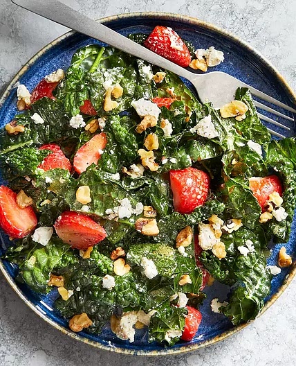 Kale Salad with Strawberries & Champagne Vinaigrette