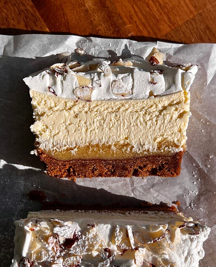 Almond Frangipane Cheesecake Bars (Biscoff Crust Almond Croissant Cheesecake) — Well Made by Kiley