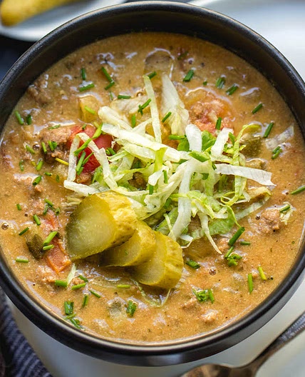 Slow Cooker Cheeseburger Soup: Whole30, Paleo, GF, Dairy-Free