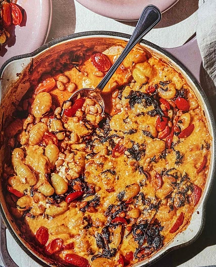 Cheesy, Spicy Gnocchi w/ Greens & Beans