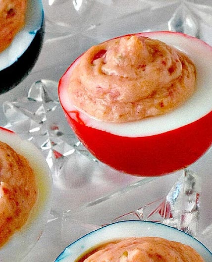 Red White & Blue Deviled Eggs