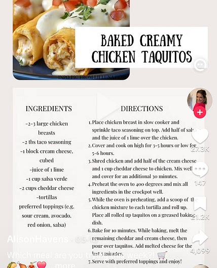 Baked Creamy Chicken Taquitos