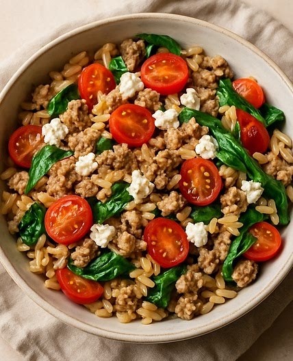 Mediterranean Feta & Ground Turkey Orzo