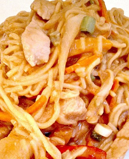 Spicy Pork and Carrot Peanut Noodles