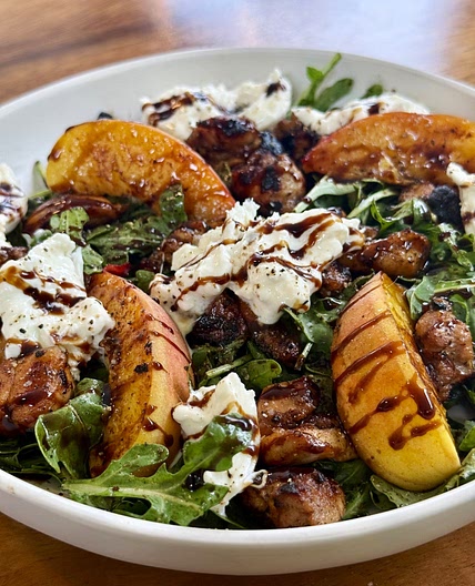 Hot Honey Peach Chicken Salads