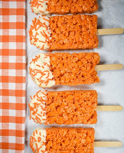 Creamsicle Rice Krispie Treat Pops
