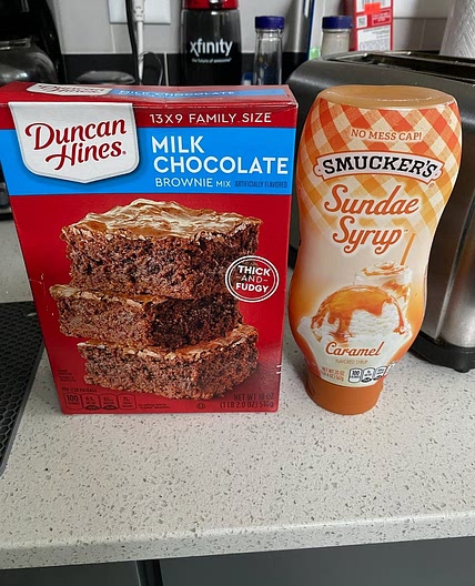 Brownies with Caramel Sauce