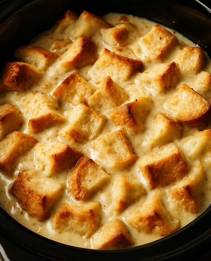 Creamy Slow Cooker Bread Pudding