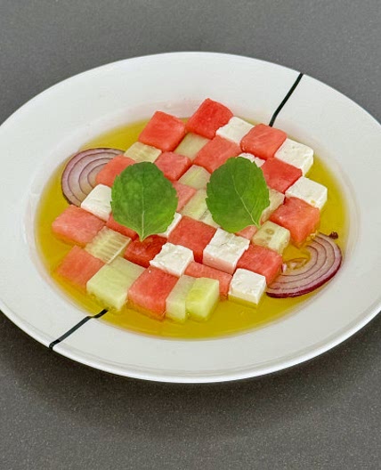 Watermelon-feta chill grid