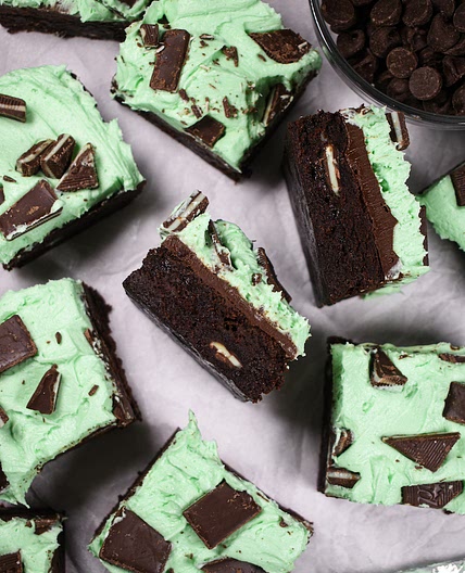 Mint Brownies with Buttercream Frosting