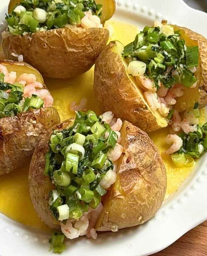 Baked Potatoes with Shrimp and Garlic Butter