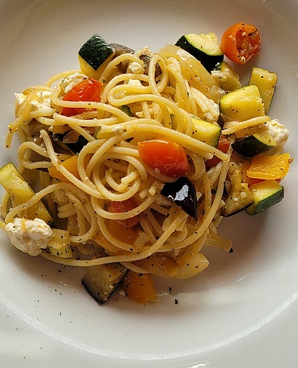 Courgette, Aubergine and Feta Pasta