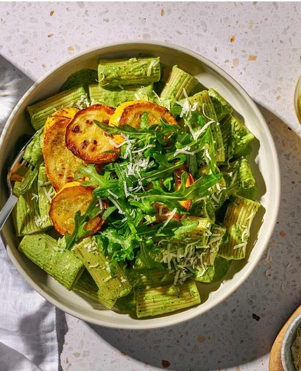 Miso, Green Chilli and Y ellow Courgette Rigatoni