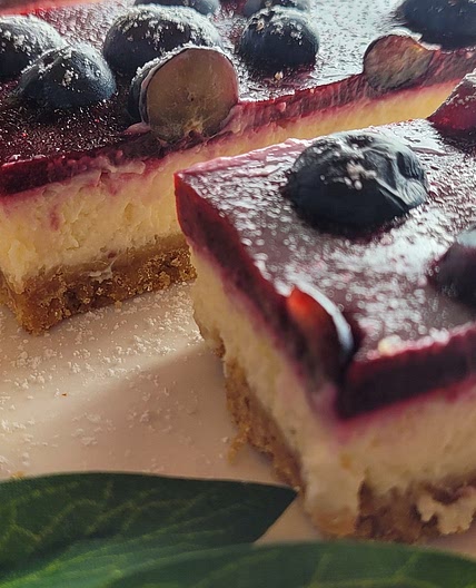 Baked Lemon and Berry Cheesecake Slices
