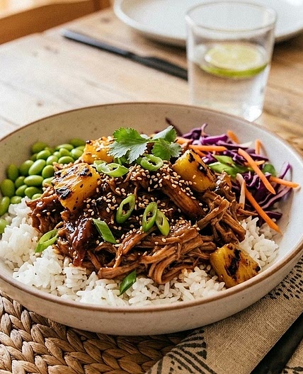 Pineapple Teriyaki Pulled Pork Rice Bowl