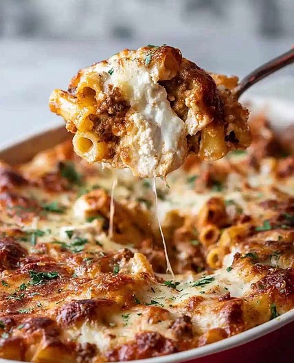 Baked Ziti with Ground Beef and Ricotta