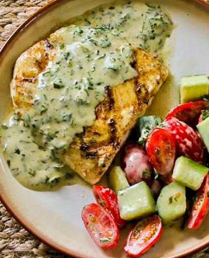 Grilled Halibut Recipe with Basil Vinaigrette