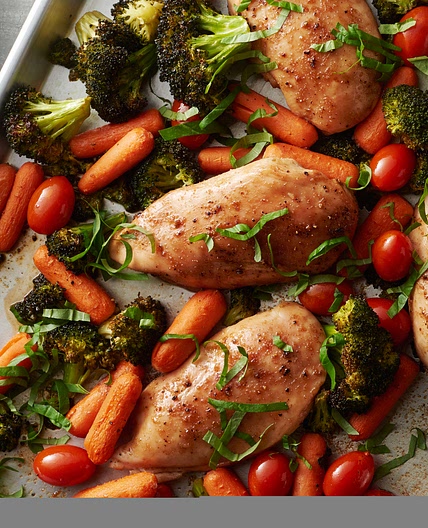 Sheet-Pan Balsamic-Honey Chicken and Vegetables