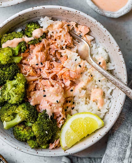 Salmon Broccoli Rice Bowl