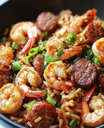 Sausage and Shrimp Dirty Rice with Broccoli