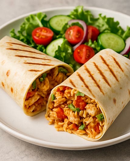 Chicken Burritos with Salad