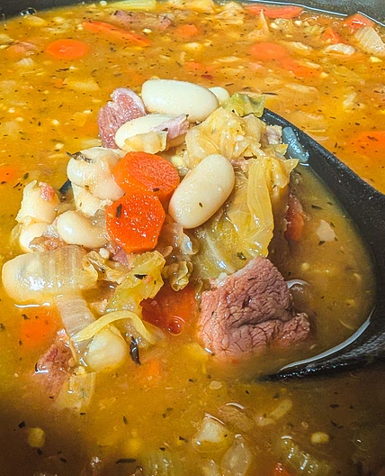 Ham Bean and Cabbage Soup