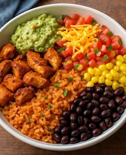 Loaded Chicken Burrito Rice Bowl
