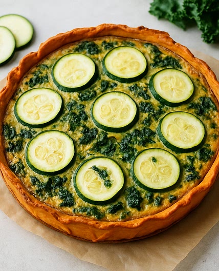 Zucchini and Kale Quiche with a Sweet Potato Crust (Paleo, GF)