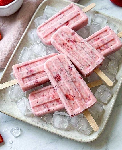Strawberry Kefir Popsicles