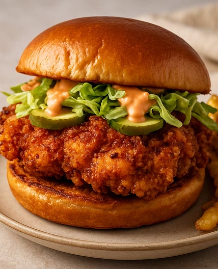 Air-Fryer Spicy Fried Chicken Sandwich