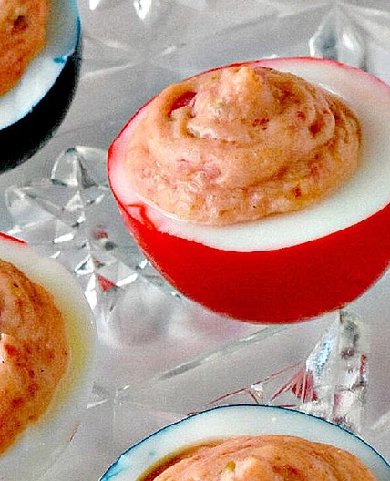 Red White & Blue Deviled Eggs
