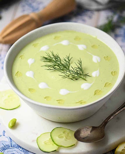 Chilled Cucumber Edamame Soup