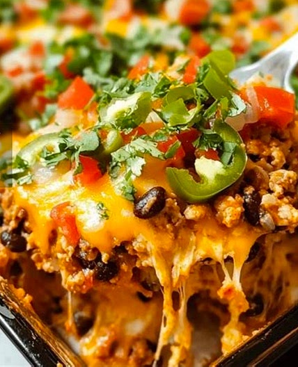 Cheesy Turkey Taco Casserole