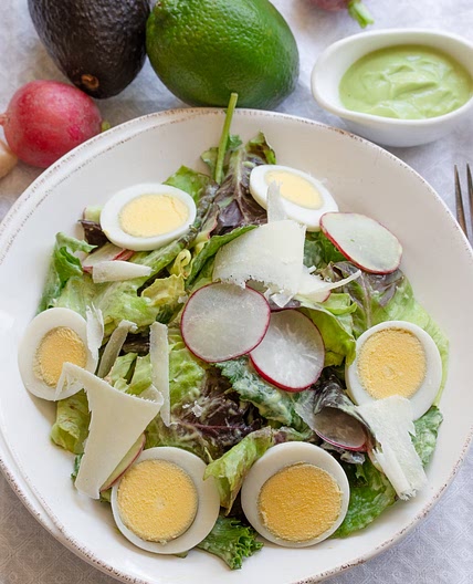 Avocado Dressing Over Mixed Green Salad