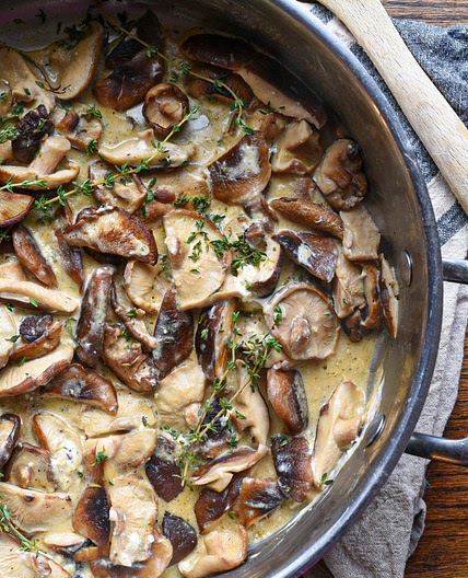 Creamy Mushrooms In Goat Cheese Sauce