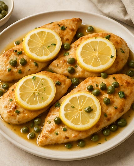 Pechugas de pollo al limón con alcaparras