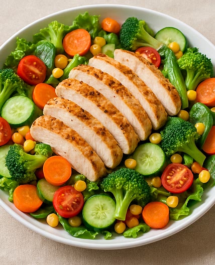 Ensalada de verduras con pollo